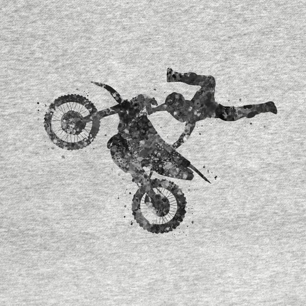 Motocross freestyle black and white by Yahya Art